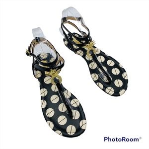 Louise et Cie Albaran Sandal Thong Black White Polka Dot Pineapple Women’s 7.5